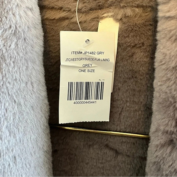 Mia & Tess Exclusive Grey Suede Cardigan Vest one size - Picture 5 of 8